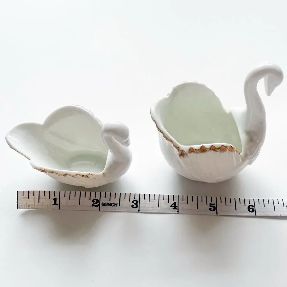 Vintage Set of Two Royal Kendall Small China Swan Dishes
